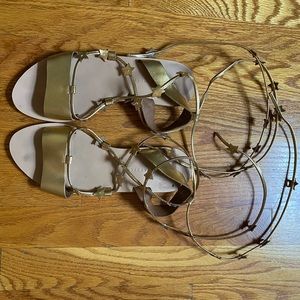 Loeffler Randall Gold Leather Starla Sandals